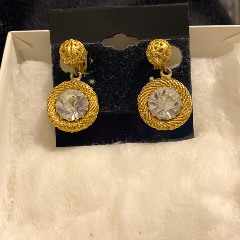 COPY - Vintage crystal gold earrings